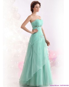 Appple Green Sweetheart Prom Dress With Ruching And Beading