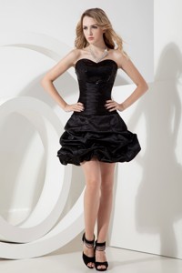 Black Princess Sweetheart Sequins Little Black Dress Mini-length Taffeta