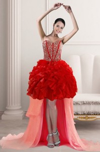 Beautiful High Low Homecoming Dress With Beading And Ruffles