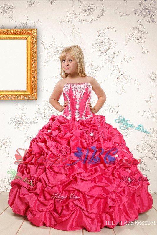 Appliques And Pick Ups Quinceanera Dress And White Long Dama Dress And Strapless Flower Girl Dress