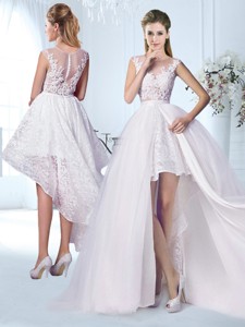 Lovely Detachable Skirt Wedding Dress with Appliques and Lace 