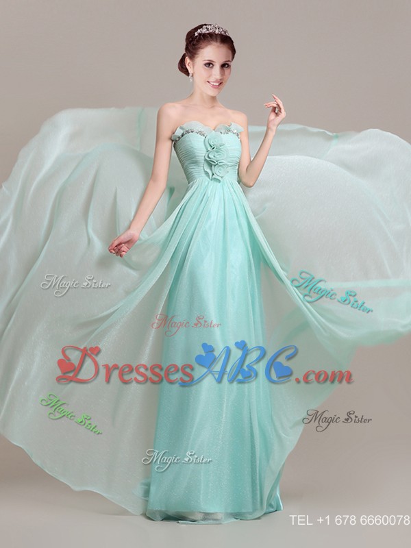 Exquisite Hand Made Flowers and Beaded Prom Dress in Apple Green