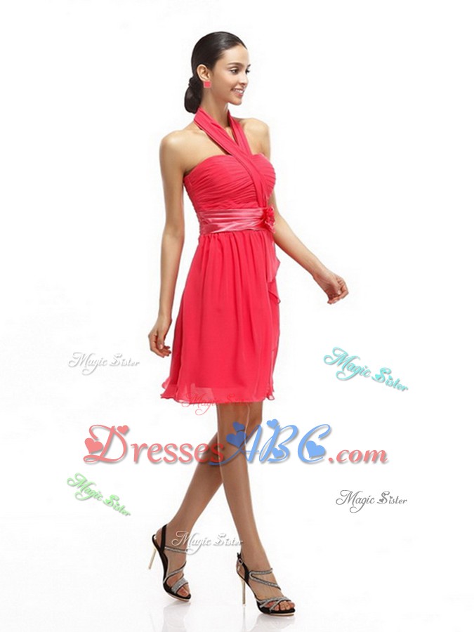 Halter Top Prom Dress With Ruching