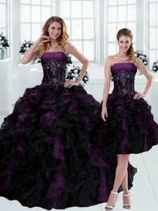 Gorgeous Strapless Multi Color Ruffled Quinceanera Dress With Beading
