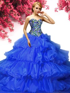 Classical Beaded and Ruffled Layers Quinceanera Dress in Royal Blue