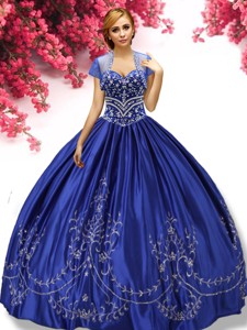 Latest Beaded and Applique Taffeta Quinceanera Dress in Royal Blue