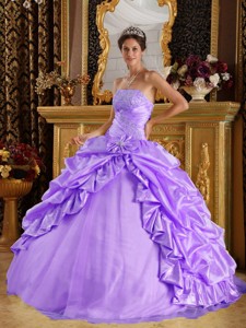 Lavender Ball Gown Floor-length Taffeta and Tulle Beading Quinceanera Dress
