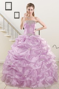 Pretty Appliques And Ruffles Quinceanera Dress In Lilac