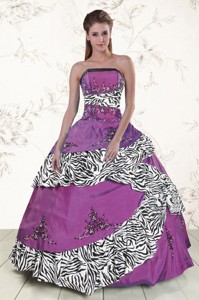 Unique Purple Quinceanera Dress With Embroidery And Zebra