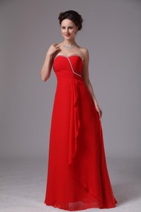 Red Sweetheart Beaded Ruch Chiffon Bridesmaid Dress For Prom Party In Lawrenceville Georgia