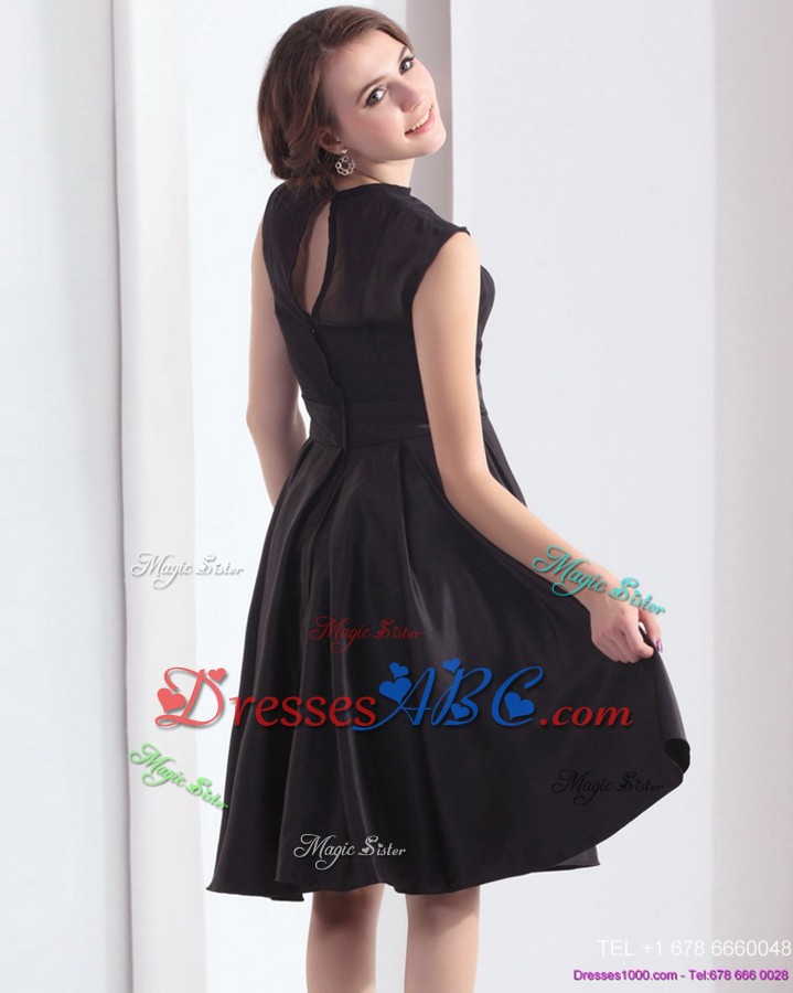 Perfect Black Knee Length Mother Of The Bride Dress With Bowknot